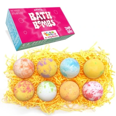 Abbildung von 8 x Badekugeln Value Damen Set Handmade Feuchtigkeitsspendend Vegan &amp; Cruelty Free Beauty Spa Geschenkset Bad Fizzer für Frauen Mädchen Sie Freundin