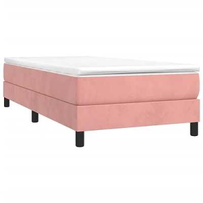 Abbildung von vidaXL Bettgestell, Polsterbett Bett für Schlafzimmer, Bettrahmen mit Lattenrost Stützbeinen, Schlafzimmerbett Einzelbett, Rosa 90x200cm Samt