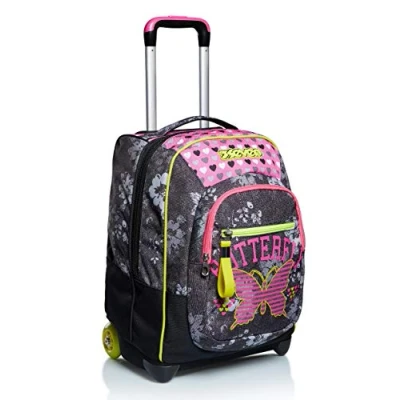 Abbildung von Seven TROLLEY, 2 in 1, Schulranzen mit Rollen, Rucksack Trolleyfunktion für Kinder, ab 1. Klasse, Schule, Reisen, Mädchen&amp;Jungen, pink/grau, FLYING DREAMS