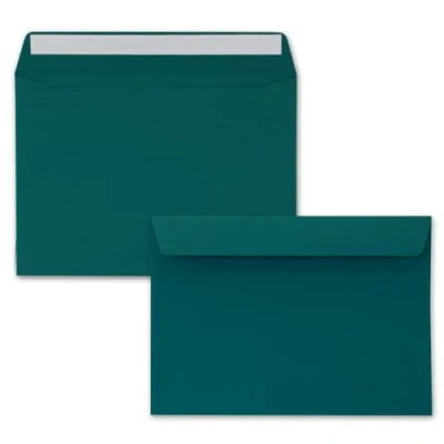 Abbildung von 25x Briefumschläge DIN C5 Petrol (Blau) 16,2 x 22,9 cm Haftklebung Edle Kuverts für große Einladungen und Karten zum Geburtstag oder Hochzeit