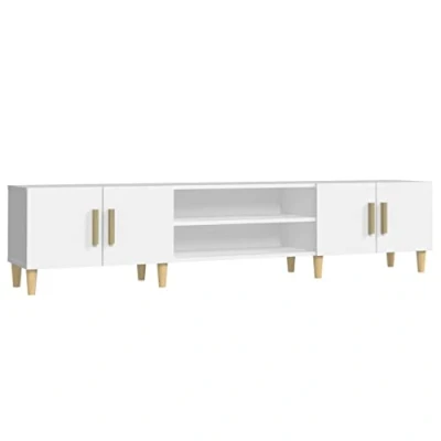 Abbildung von vidaXL TV Schrank, Fernsehtisch mit 4 Fächern Türen, Fernsehschrank Lowboard für Wohnzimmer Schlafzimmer, Board Sideboard, Weiß Holzwerkstoff