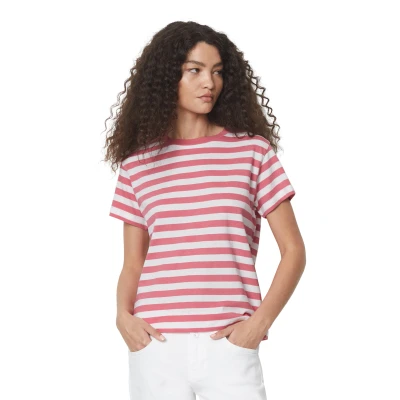 Abbildung von Marc O&#039;Polo Short Sleeve Roundneck Striped Tshirt print, Damen, Größe: XS, Multi melon red