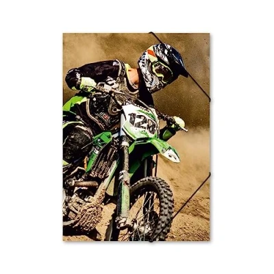 Abbildung von itenga Gummizugmappe mit Motiv DIN A4 Sammelmappe Eckspanner für Kinder Jugendliche Schüler Mädchen Jungen (Motocross A4)