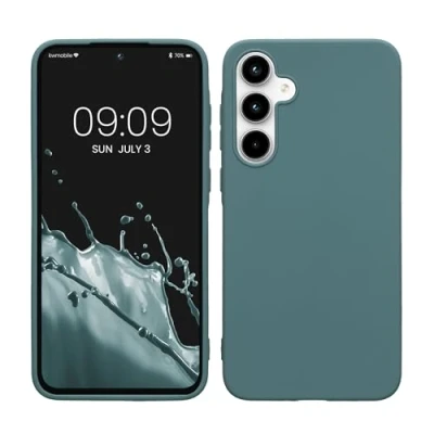 Abbildung von kwmobile Hülle kompatibel mit Samsung Galaxy A35 weiches TPU Silikon Case Cover geeignet für kabelloses Laden Arctic Night