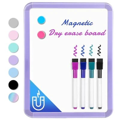 Abbildung von VUSIGN Kleines trocken abwischbares Whiteboard, 21,6 x 27,9 cm, Whiteboard für Kinder, Studenten, Kühlschrank, Spind, Mini Trockenlöschtafel, Lila