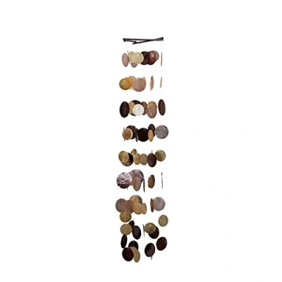 Abbildung von Relaxdays Capiz Windspiel mit Muschel Girlanden, Perlen, maritimes Holz Klangspiel für Garten, Balkon, 117 cm lang, bunt