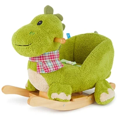 Abbildung von Bieco Schaukelpferd Plüsch Schaukeltier Dino Kinder Schaukelstuhl mit Sicherheitsgurt Baby Schaukel Kleinkind Zimmer Schaukelwippe ab 9 Monate Holz