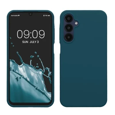 Abbildung von kwmobile Hülle kompatibel mit Samsung Galaxy A25 Silikon Handy Case Handyhülle weiche Oberfläche kabelloses Laden Petrol matt
