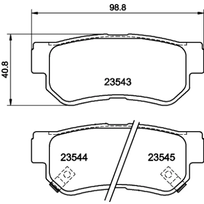 Abbildung von HELLA 8DB 355 009 971 Bremsbelagsatz mit akustischer Verschleißwarnung Zubehör HYUNDAI: Santa Fe I, Tucson, Getz, KIA: Sportage II, Optima / K5