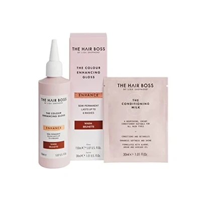 Abbildung von The Hair Boss Warm Brunette Color Enhancing Gloss, semi permanente Haarkur für 6 Wäschen, 150 ml