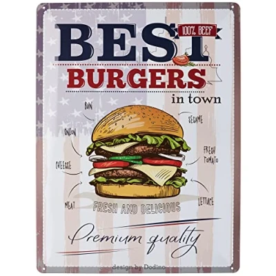 Abbildung von DODINO 30x40cm blechschilder BURGERS REZEPTE, Dekoratives Wohnaccessoire, BBQ Grill Schild, Grillplatz, Garten, Bar, Küchen Deko, Blechschild grillen