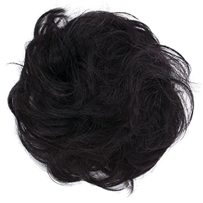 Abbildung von CAISHA 100% ECHTHAAR Haargummi Haarteil Haarverdichtung Zopf Haarband Haarschmuck Naturschwarz H312f
