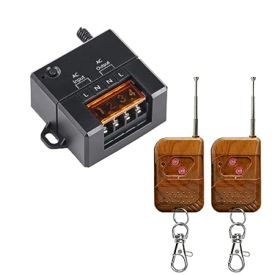 Abbildung von DONJON Funkschalter mit Fernbedienung,AC220/230/240V Funk Wandschalter 328ft Long Range,Mini 10A Relais Kabelloser Lichtschalter,für Haushaltsger?te,Deckenleuchten,Wasserpumpe,Garagentor