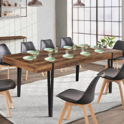 Abbildung von IDMarket Esstisch, ausziehbar, rechteckig, Austria, 6 10 Personen, Holz, Nadelfuß, Schwarz, 160 200 cm