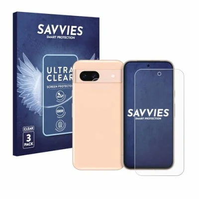 Abbildung von Savvies 6 Stück Schutzfolie für Google Pixel 8a (Display+Kamera) Displayschutz Folie Ultra Transparent