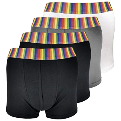 Abbildung von sock snob 4er Pack Herren Baumwolle Regenbogen Boxershorts Trunks Unterwäsche (Regenbogen, XL)