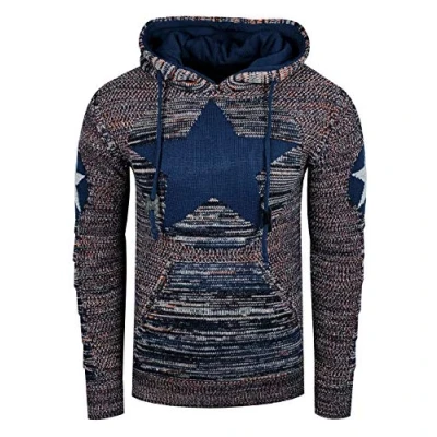 Abbildung von Rusty Neal Stern Kontrast Kapuzenpullover, Herren, Größe: Large, Indigo / grau
