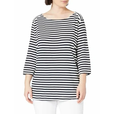 Abbildung von MY TRUE ME TOM Tailor Ottoman Striped Langarmshirt, Damen, Größe: 44, Navy white regular stripe