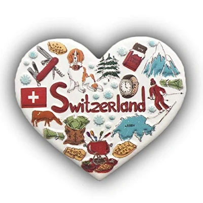 Abbildung von 3D Schweiz Kühlschrankmagnet in Herzform, Touristen Souvenirs, Kunstharz, Magnetaufkleber, Kühlschrankmagnet, Heim &amp; Küche, Dekoration aus China (Schweiz)