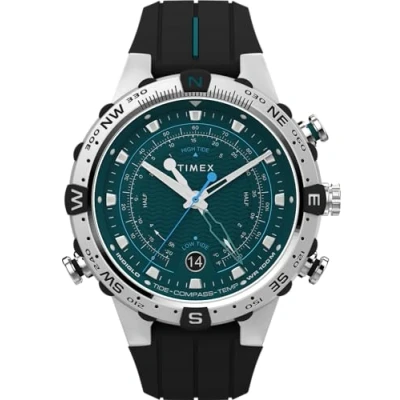 Abbildung von Timex Main Street Unisex Armbanduhr, 36 mm, lila Nylonband, digitales Zifferblatt, blaues Gehäuse TW2W72400