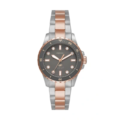 Abbildung von Fossil Uhr silvercoloured/rose goldcoloured, Damen, Größe: One Size, Silver coloured/rose gold coloured