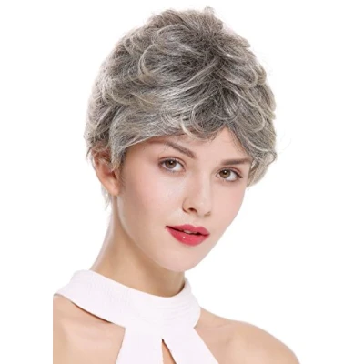 Abbildung von WIG ME UP DW2339 4T613 Perücke Damenperücke kurz leicht gewellt dunkelbraun platin meliert
