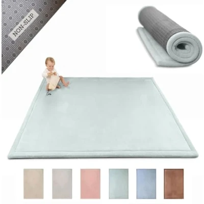 Abbildung von Wolkenweiche Spielmatte Baby 200x150x2,5cm, grün Kinderzimmer Teppich mit hochwertigem Memory Schaum Krabbelmatte Rutschfester Unterseite Krabbeldecke, Kinderteppich, Tatami Matte