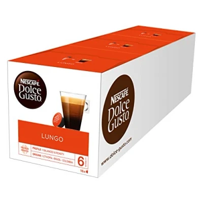 Abbildung von NESCAFÉ Dolce Gusto Lungo Kaffeekapseln (100 Prozent Arabica Bohnen, Feine Crema und kräftiges Aroma, Schnelle Zubereitung, Aromaversiegelte Kapseln) 3er Pack (3 x 16