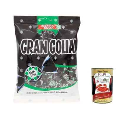 Abbildung von 3x Golia Gran Weiche Gummibonbons mit Lakritzgeschmack, Süßigkeiten 180 gr + Italian Gourmet polpa 400g