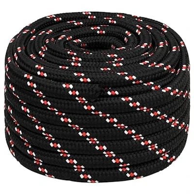 Abbildung von vidaXL Bootsseil Ankerleine Festmacher Tauwerk PP Leine Seil Tau Polypropylenseil Geflochten Flechtleine Schwarz 20mm 25m Polypropylen