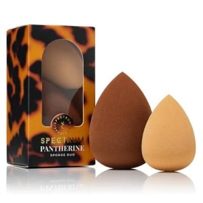 Abbildung von Spectrum Collections Pantherine Wonder Make up Schwamm Duo Set, enthält 1 x Full Size und Half Blending für Foundation Concealer, Base Undereye Nase, latexfrei, weicher Beauty
