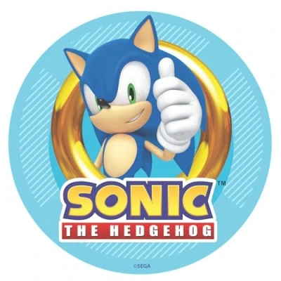 Abbildung von Dekora, Essbare Sonic Tortenaufleger, Kuchendekoration für Kindergeburtstag, Design, Tortendeko Kuchen und Desserts, Runder Cake Topper Ø 20 cm