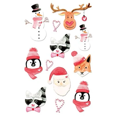 Abbildung von AVERY Zweckform 22 Aufkleber Weihnachten Tiere Xmas (Made in Germany, Weihnachtssticker Leinenstruktur, selbstklebende Weihnachtdeko für Karten, Geschenke, Tüten) 2 Bogen/je 11 Sticker, 52293