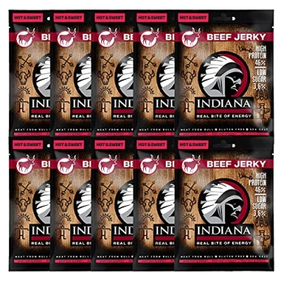 Abbildung von Indiana Beef Jerky Hot&amp;Sweet, High Protein, Gluten free (10 x 25g)