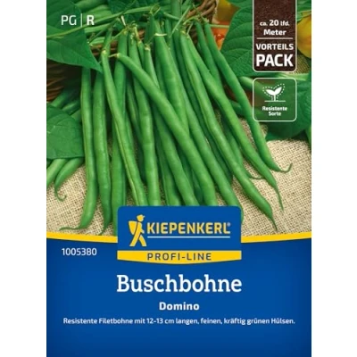 Abbildung von Kiepenkerl Profi Line Buschbohnensamen Domino 1005380 Gemüsesamen für eine resistente Filetbohne mit 12 bis 13 cm langen Hülsen und Inhalt 20 lfd. Meter Saatgut