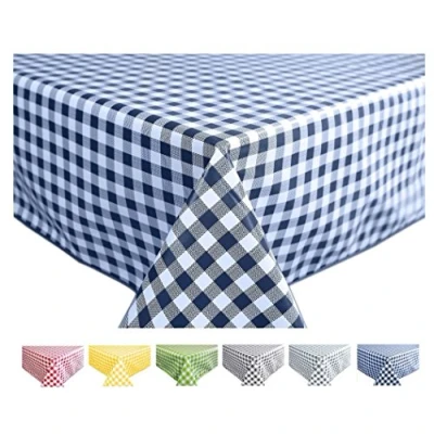Abbildung von Wachstuch Tischdecke Abwaschbar Eckig 140 x 180 cm Kariert Karo Blau