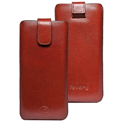 Abbildung von Original Favory Etui Tasche für / Primo 215 by Doro Leder Handytasche Ledertasche Schutzhülle Case Hülle Lasche *mit Rückzugfunktion* Braun