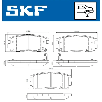 Abbildung von SKF VKBP 90556 A Bremsbelagsatz mit akustischer Verschleißwarnung OPEL: Antara