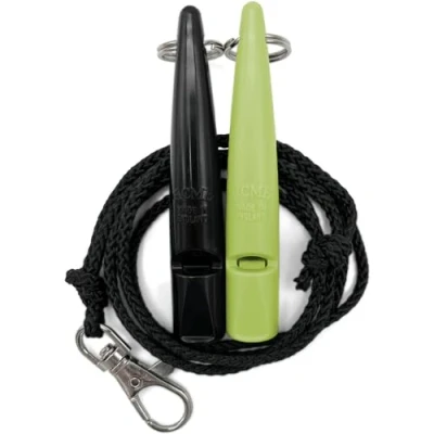 Abbildung von ACME Hundepfeife No. 211,5 mit Pfeifenband Im Doppelpack 2 Pfeifen inklusive Bänder Ideal für den Rückruf Laut und weitreichend (Black + Lime Green)