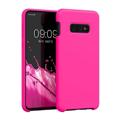 Abbildung von kwmobile Hülle kompatibel mit Samsung Galaxy S10e Silikon Handy Case Handyhülle weiche Oberfläche kabelloses Laden Neon Pink
