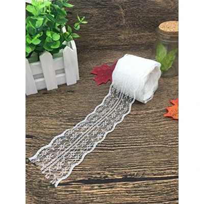 Abbildung von Yulakes 20 Meter Vintage Spitzenbordüre 4.5cm Breite, Spitzenborte Spitzenband ，Dekorband, Handwerk, Schleifband (weiß)