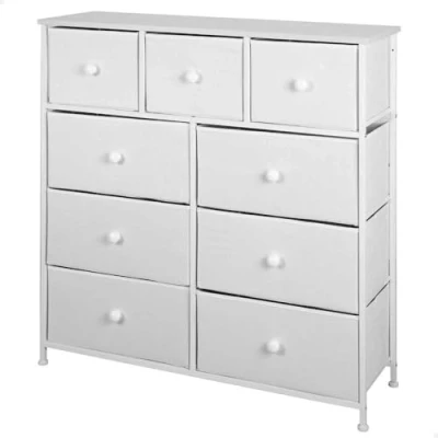 Abbildung von AKTIVE Max Home Mehrzweck Schlafzimmer, 9 leichte Stoffschubladen, 100 x 30 cm, Stahlrahmen, Holzplatte, Weiß, mit Nivelliersystem, Organisation, Aufbewahrung (18407)