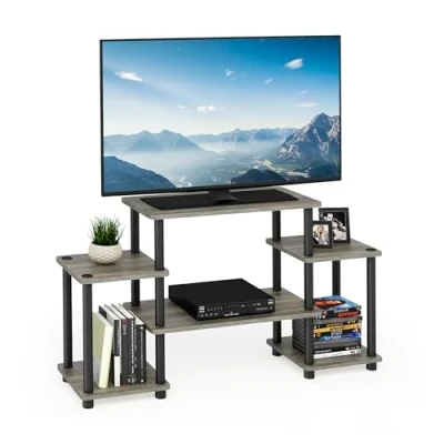 Abbildung von Furinno Turn N Tube TV Schrank, Fernsehtisch, Regal, Französische Eiche/Schwarz, 105.4 (B) x 58 (H) 29.5 (T) cm