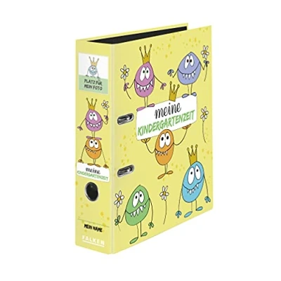 Abbildung von Original Falken 10er Pack Motivordner Kindergarten mit Einstecktasche. Made in Germany. 8 cm breit DIN A4 Motiv Monster, Ringordner Aktenordner Briefordner Büroordner Plastikordner