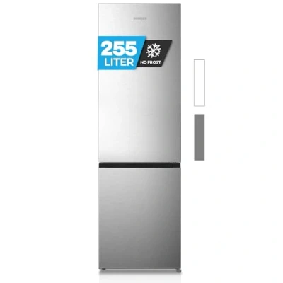 Abbildung von Heinrich&#039;s HEINRICHS Kühlgefrierkombination 255Liter, Kühlvolumen 188L, Gefrierfach 67L,LED Innenraumbeleuchtung, Kühlschrank Türanschlag wechselbar, leise 40dB,NO FROST, 6 Temperaturstufen,inox