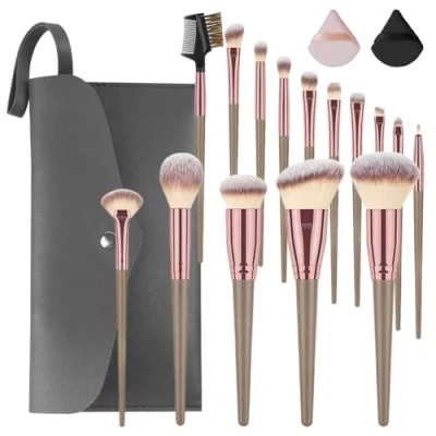 Abbildung von Vicloon Pinselset Makeup, 15 Stück Professionelle Pinsel Set, Premium Makeup Schminkpinsel Foundation Puder Lidschatten Concealer für Gesicht und Auge Mit Schminktasche