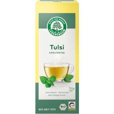 Abbildung von Lebensbaum Tulsi, Bio Kräuter Tee aus indischem Basilikum, Königsbasilikum zur Entspannung, 100% getrocknetes Tulsi Kraut, 20 Teebeutel, 30g