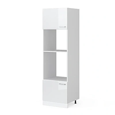 Abbildung von Vicco Hochschrank R Line, Weiß Hochglanz/Weiß, 60 cm mit offenen Regalen, und Türen