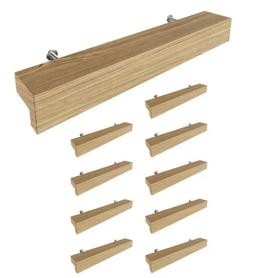 Abbildung von Sossai Holz Möbelgriffe aus Eiche GAH01 Lochabstand 96mm, Länge 156mm, 10 Stück