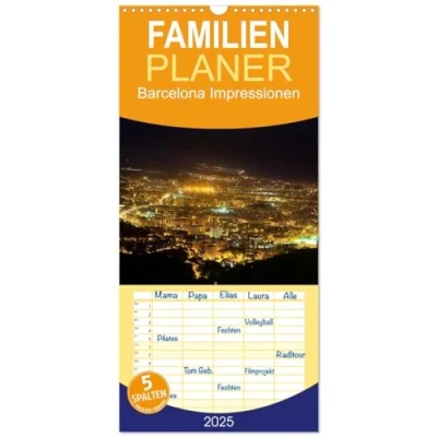 Abbildung von Familienplaner 2025 Barcelona Impressionen mit 5 Spalten (Wandkalender, 21 cm x 45 cm), CALVENDO